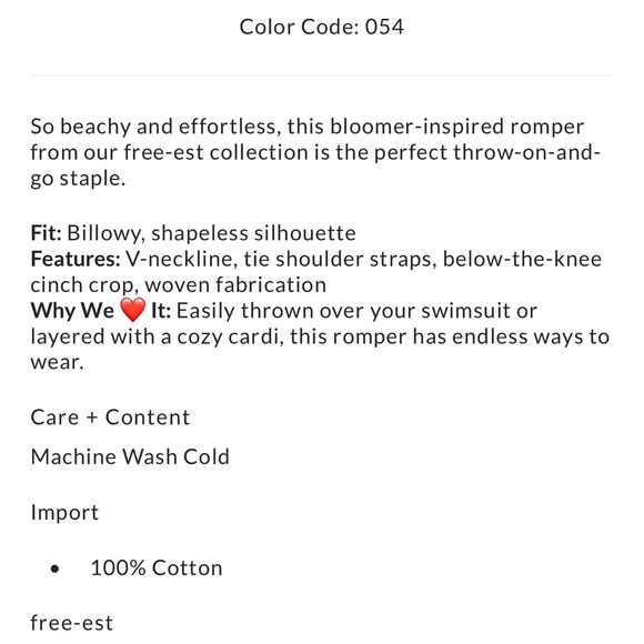 Free People Down For The Day Romper Size Small - Picture 5 of 5